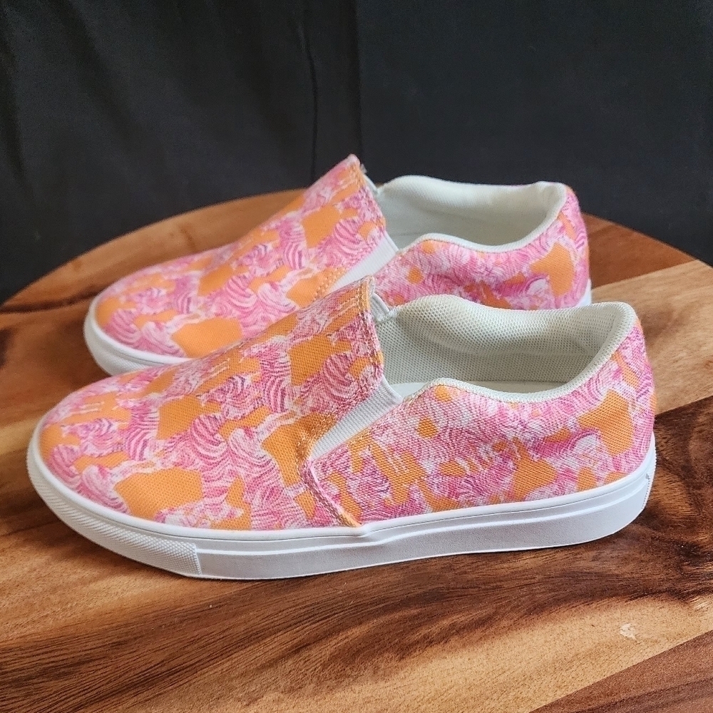 Leo & Teddy Pink And Orange Slip On Canvas Shoes Women's Size 5. - Picture 5 of 8